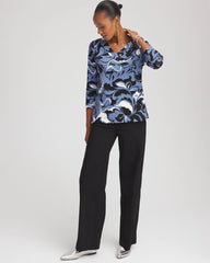 Chico's Clothing Pima Cotton Floral 3/4 Sleeve Tee