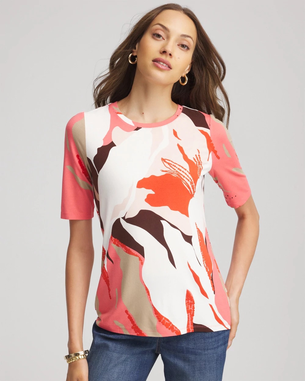 Chico's Clothing Touch of Cool™ Elbow-Sleeve Perfect Tee
