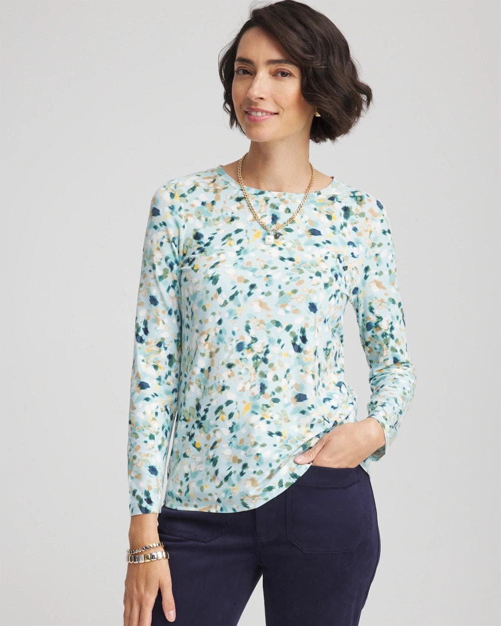 Chico's Clothing Printed Touch of Cool™ Layering Tee