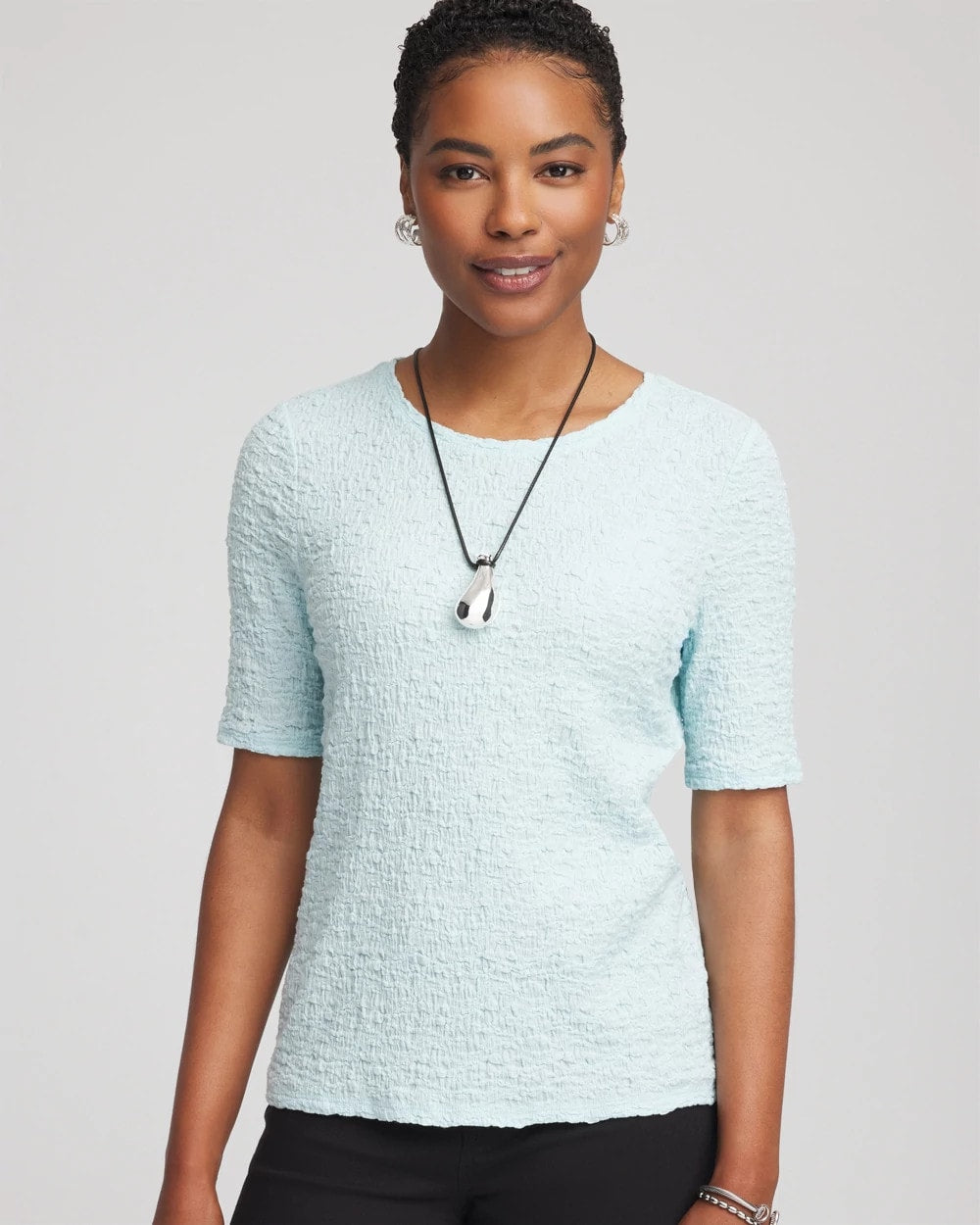 Chico's Clothing Textured Short-Sleeve Tee