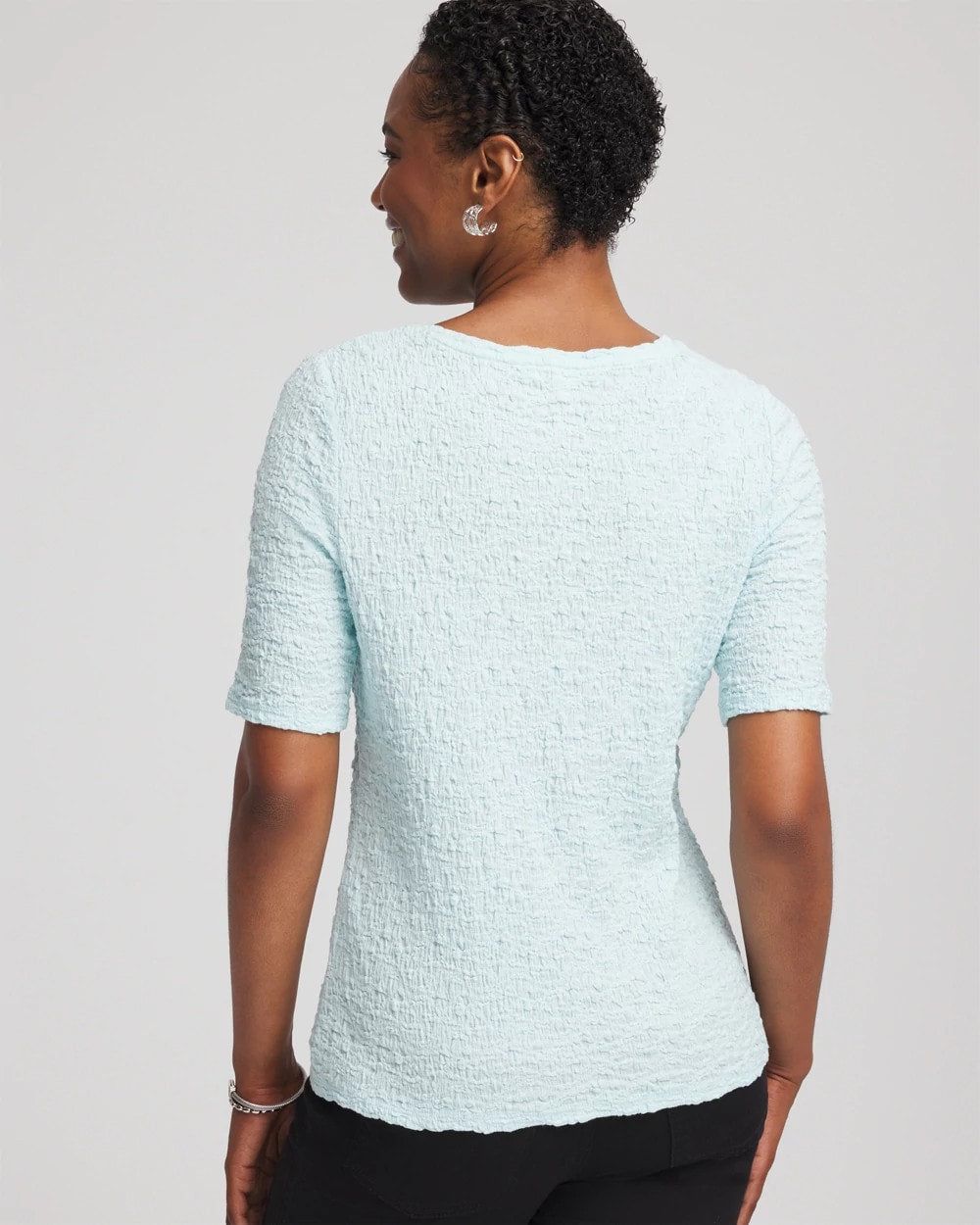 Chico's Clothing Textured Short-Sleeve Tee