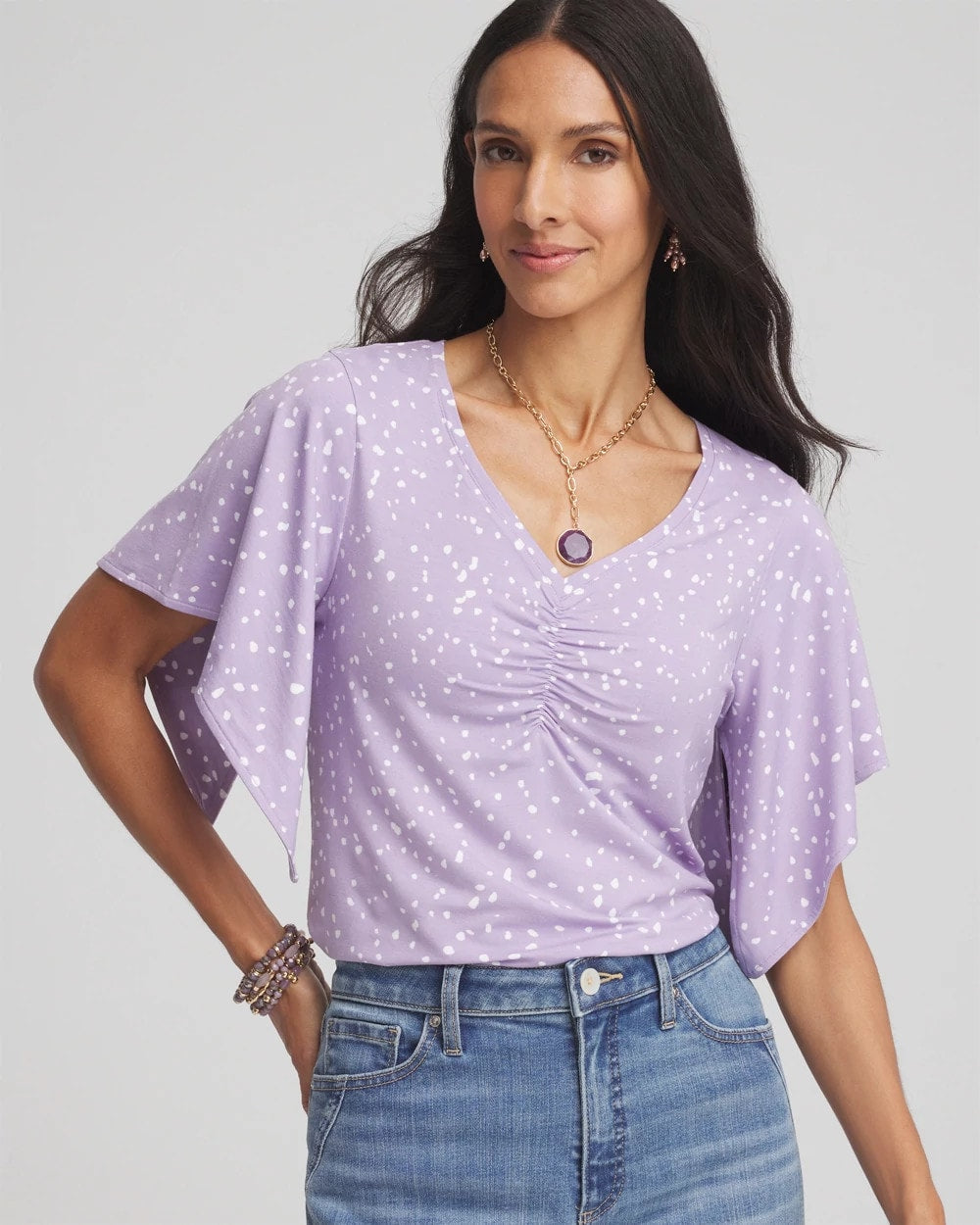 Chico's Clothing Touch of Cool™ Handkerchief-Sleeve V-Neck Tee