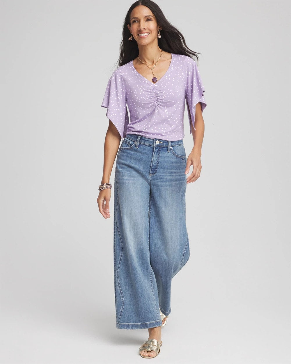 Chico's Clothing Touch of Cool™ Handkerchief-Sleeve V-Neck Tee