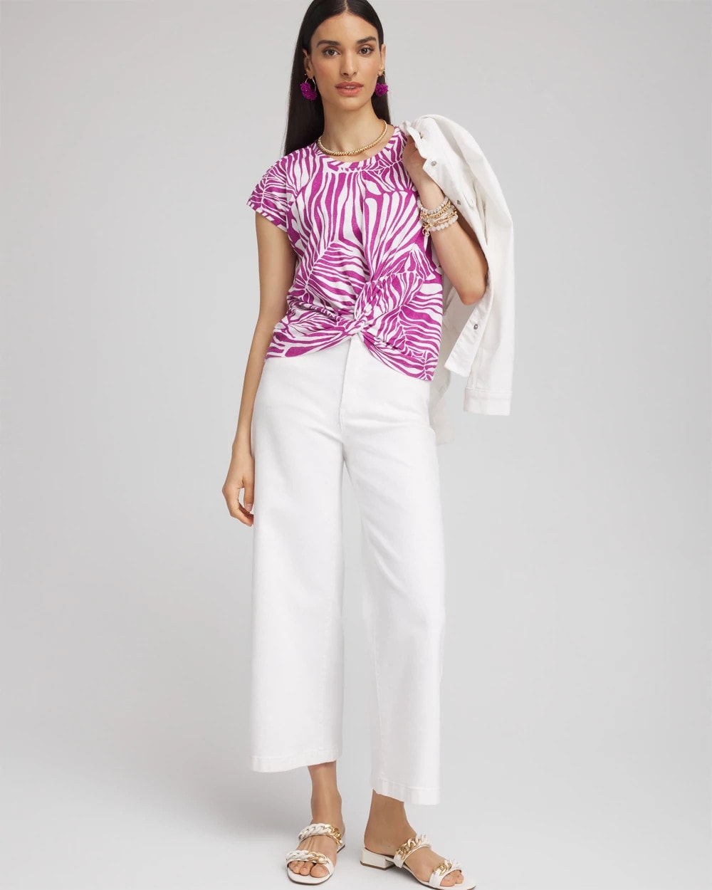 Chico's Clothing Jungle Inverted Knot Front Tee