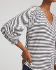 Chico's Clothing Striped Crinkled Raglan Top