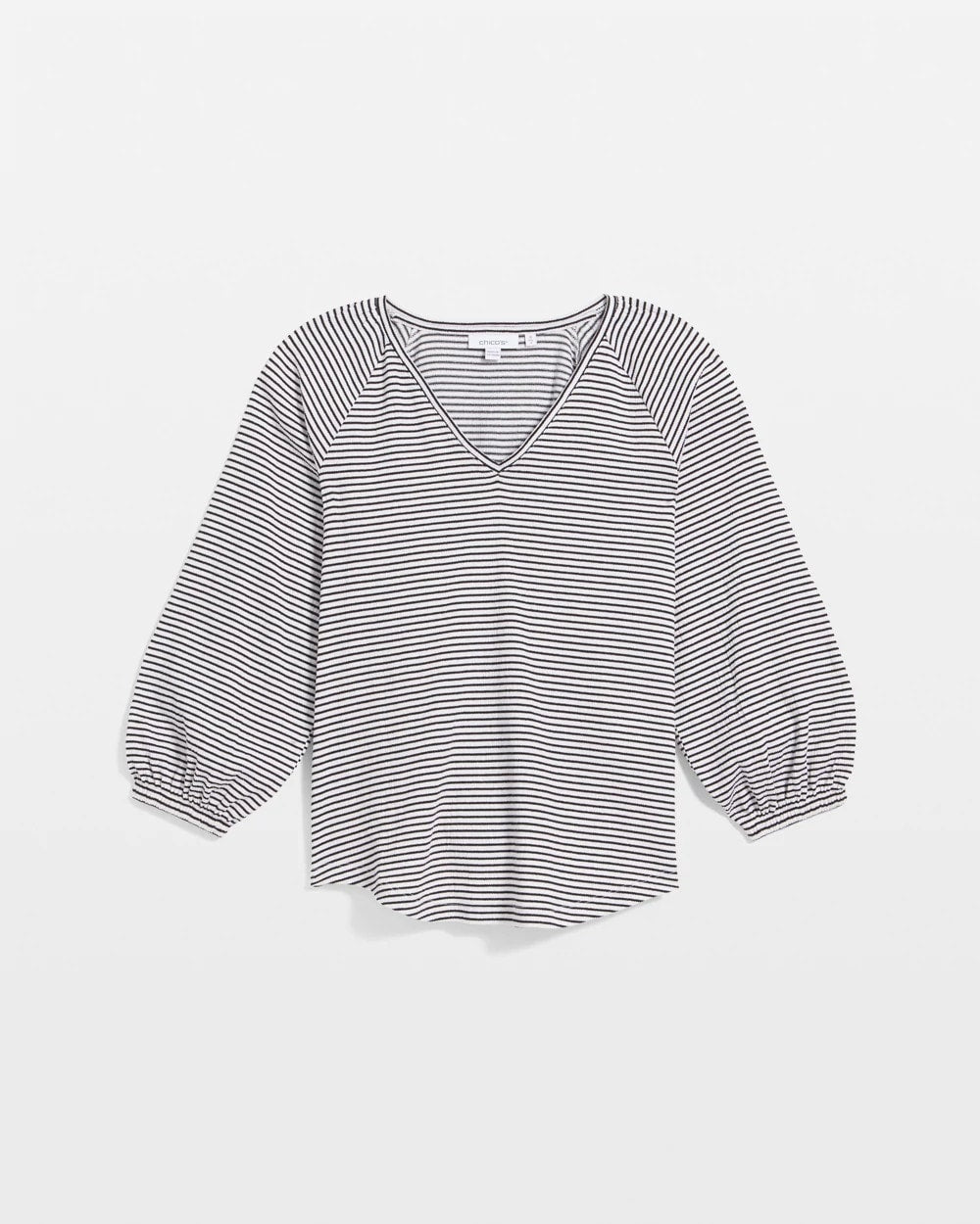 Chico's Clothing Striped Crinkled Raglan Top