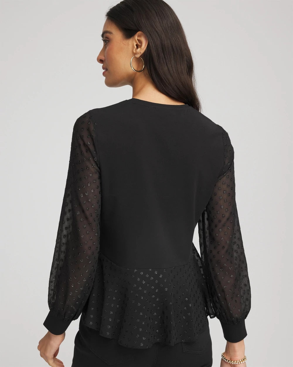 Chico's Clothing Clip-Dot Peplum Top