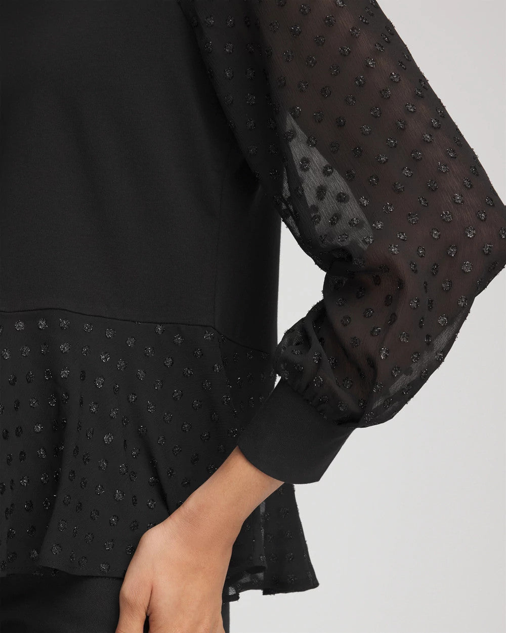 Chico's Clothing Clip-Dot Peplum Top