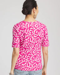 Chico's Clothing Animal Print Crewneck Pima Tee