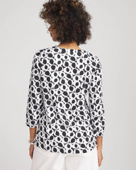Chico's Clothing Printed Cotton Slub Henley Shirt