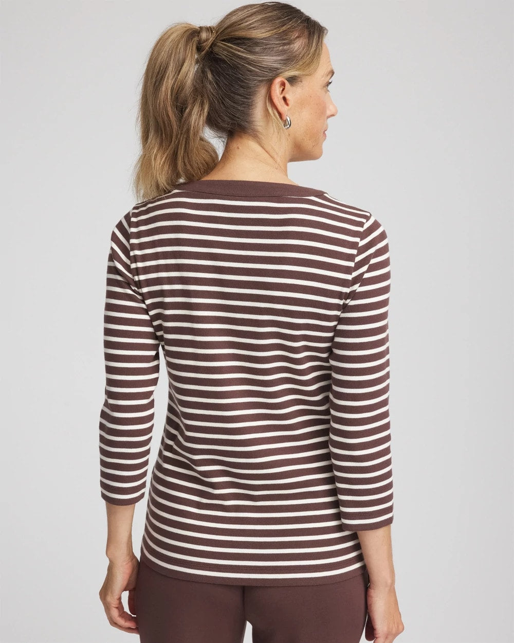 Chico's Clothing Zenergy® Ribbed Striped Henley Tee
