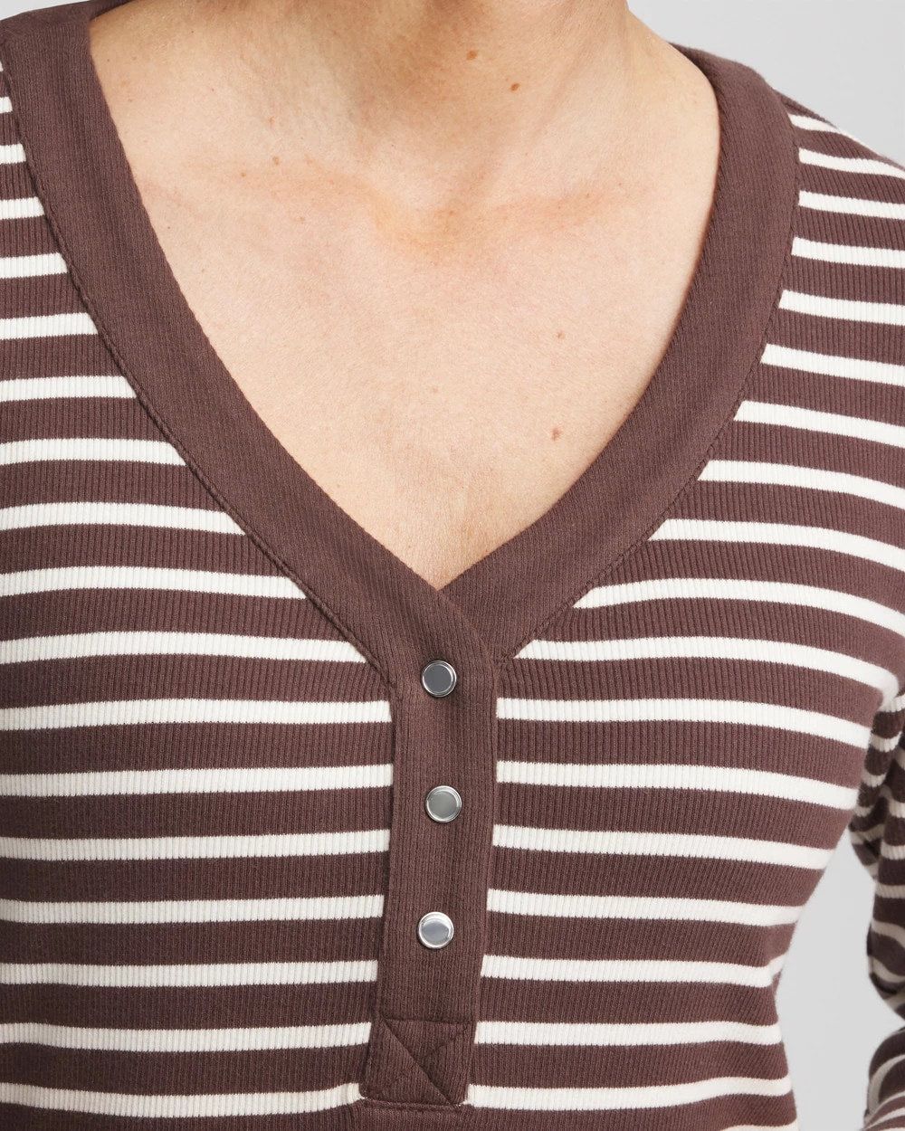 Chico's Clothing Zenergy® Ribbed Striped Henley Tee