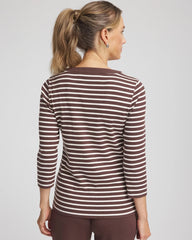 Chico's Clothing Zenergy® Ribbed Striped Henley Tee