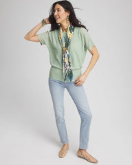 Chico's Clothing Jacquard Banded Hem Top