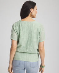 Chico's Clothing Jacquard Banded Hem Top
