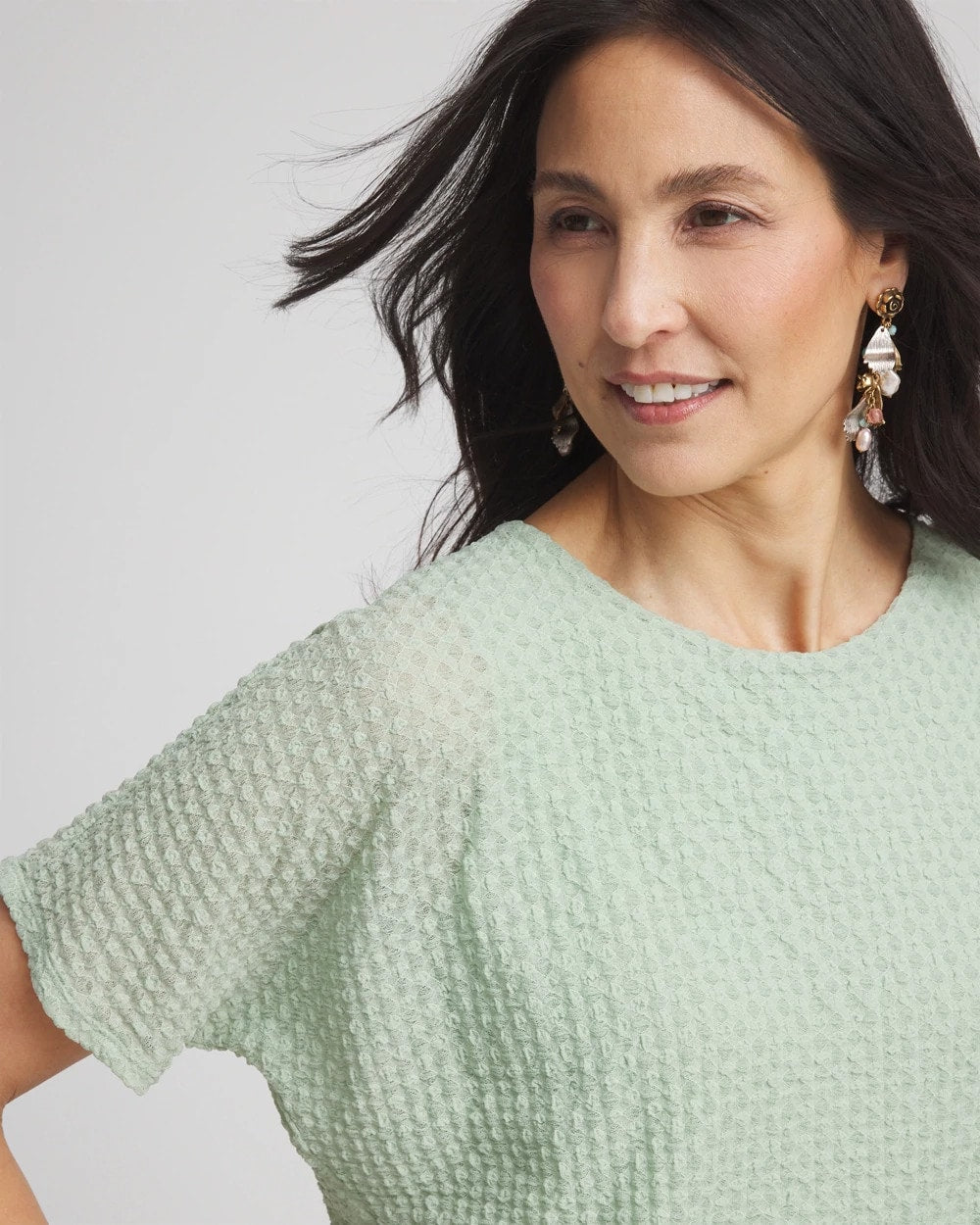 Chico's Clothing Jacquard Banded Hem Top