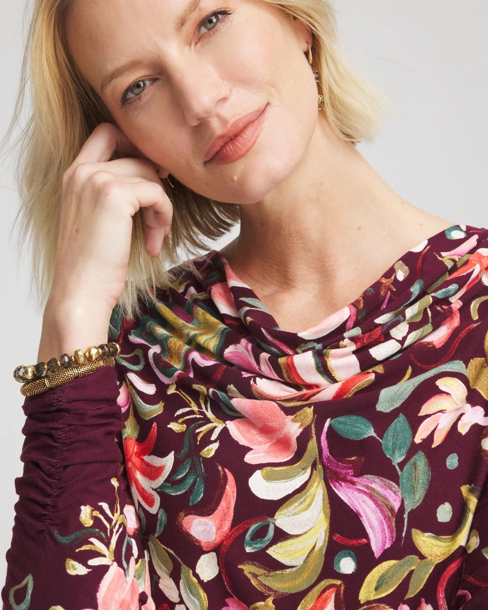 Chico's Clothing Touch of Cool™ Paisley Cowl Neck Tee