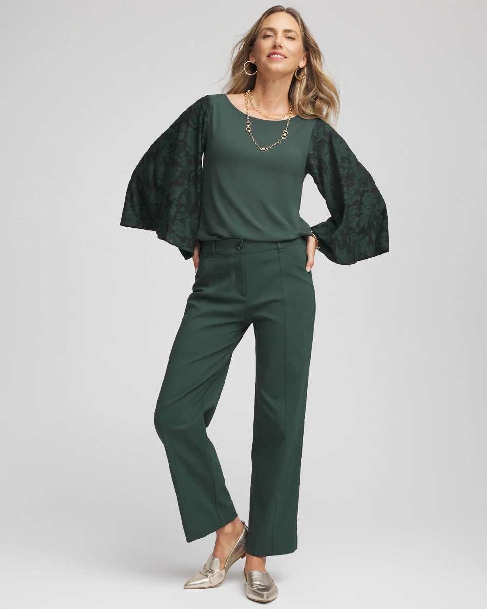 Chico's Clothing Touch of Cool™ Burnout Angel-Sleeved Top