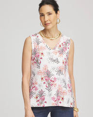 Chico's Clothing Floral Sleeveless V-Neck Tank
