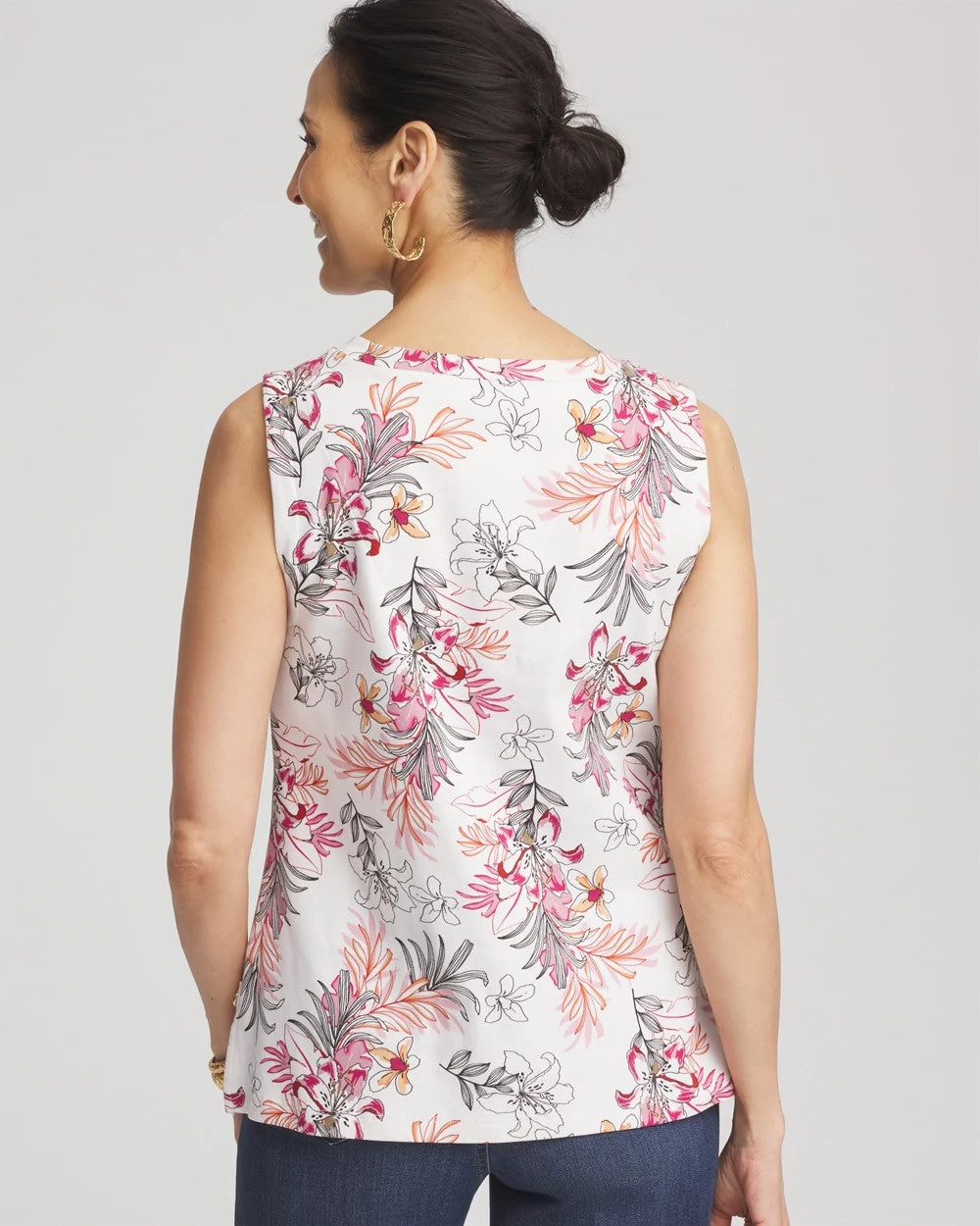 Chico's Clothing Floral Sleeveless V-Neck Tank