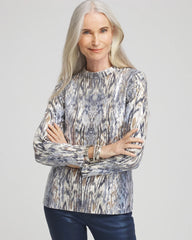 Chico's Clothing Sequin Reptile Funnel Neck tee