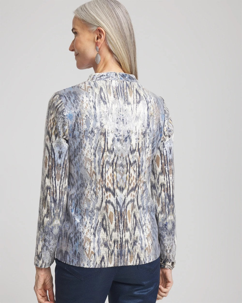 Chico's Clothing Sequin Reptile Funnel Neck tee