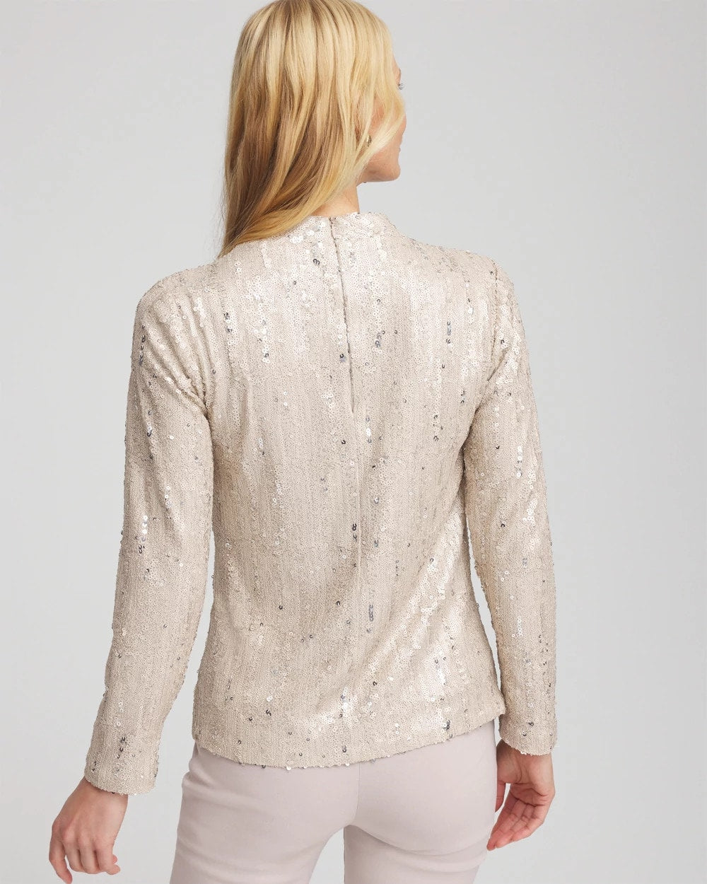 Chico's Clothing Sequin Funnel Neck Tee