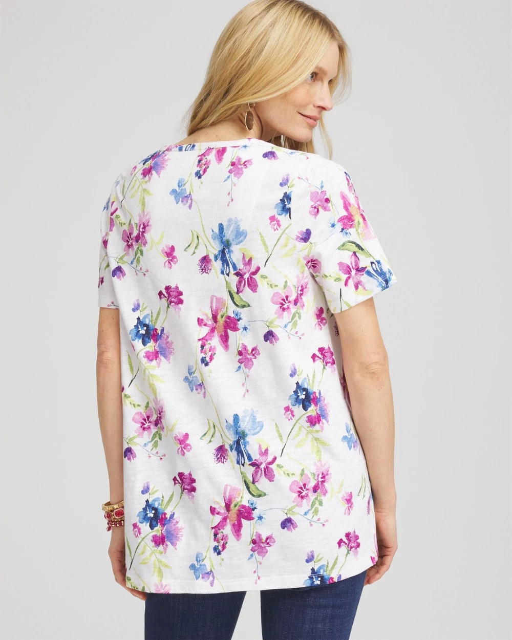 Chico's Clothing Wildflower Slub V-Neck Tee