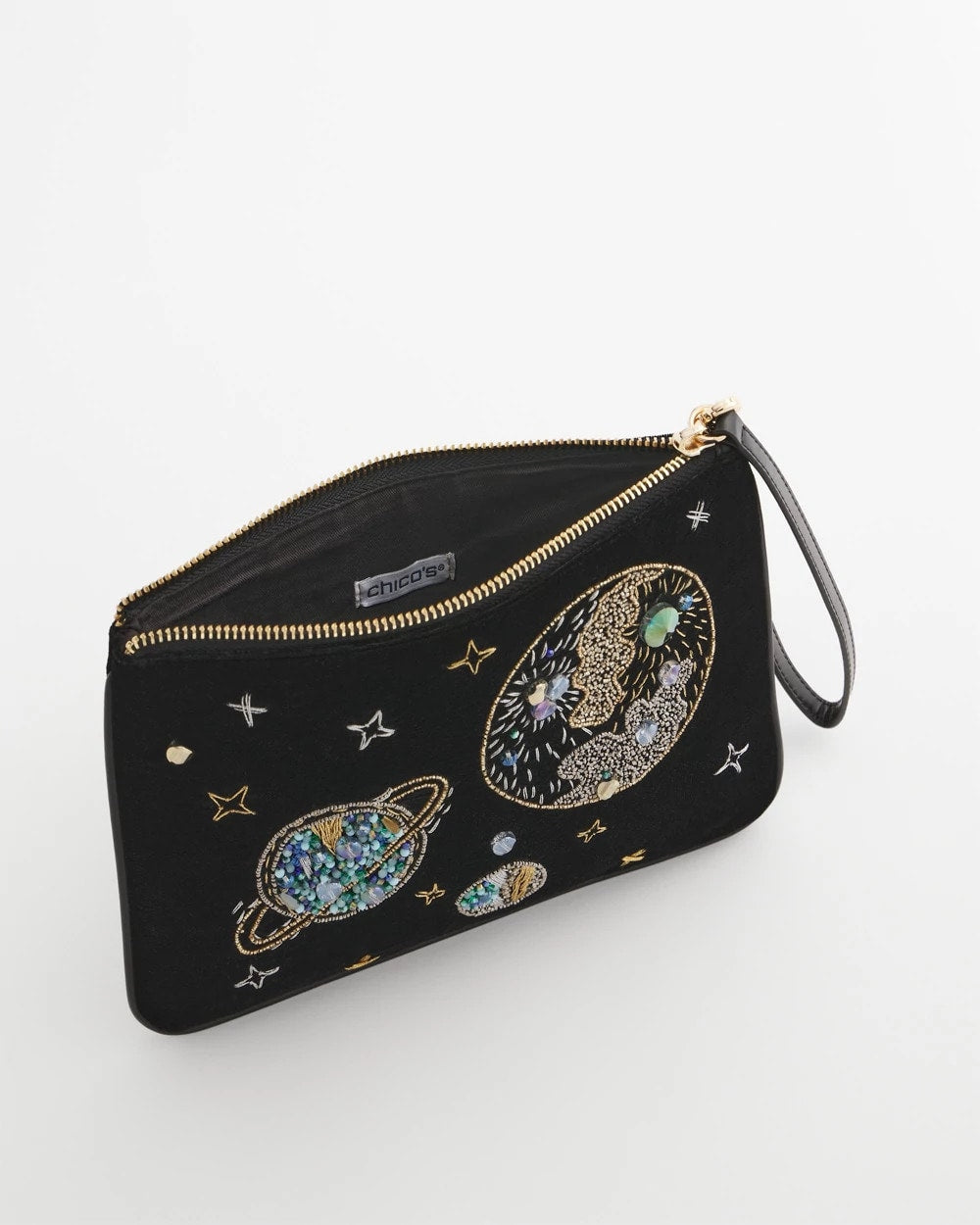 Chico's Accessories Planets & Stars Velvet Pouch Wristlet