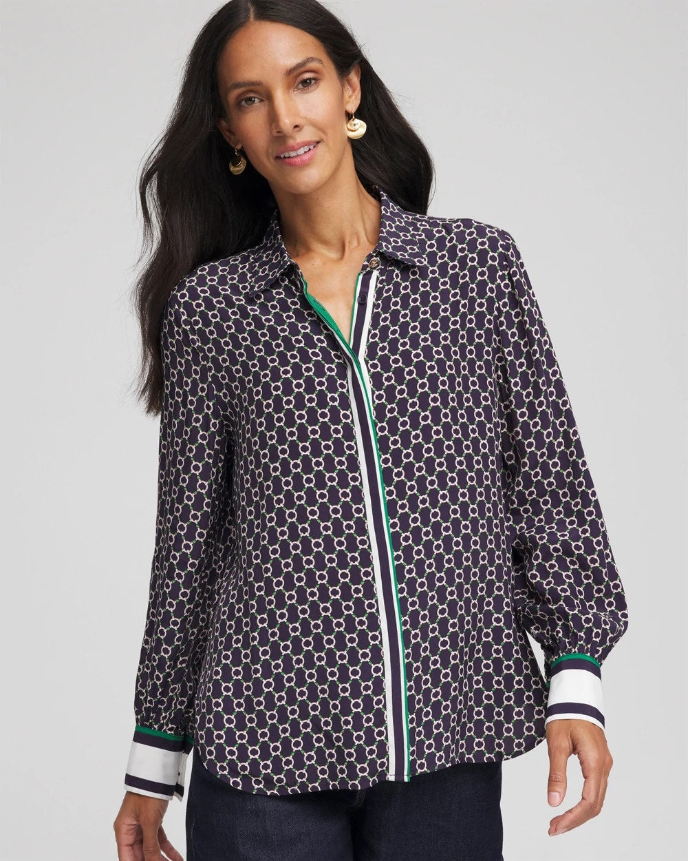 Chico's Clothing Faux Silk Twill Shirt
