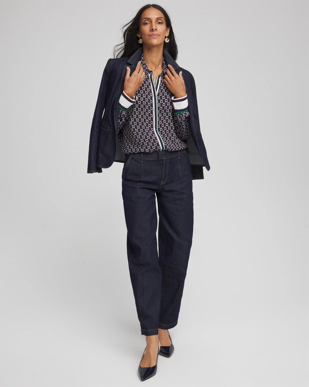 Chico's Clothing Faux Silk Twill Shirt