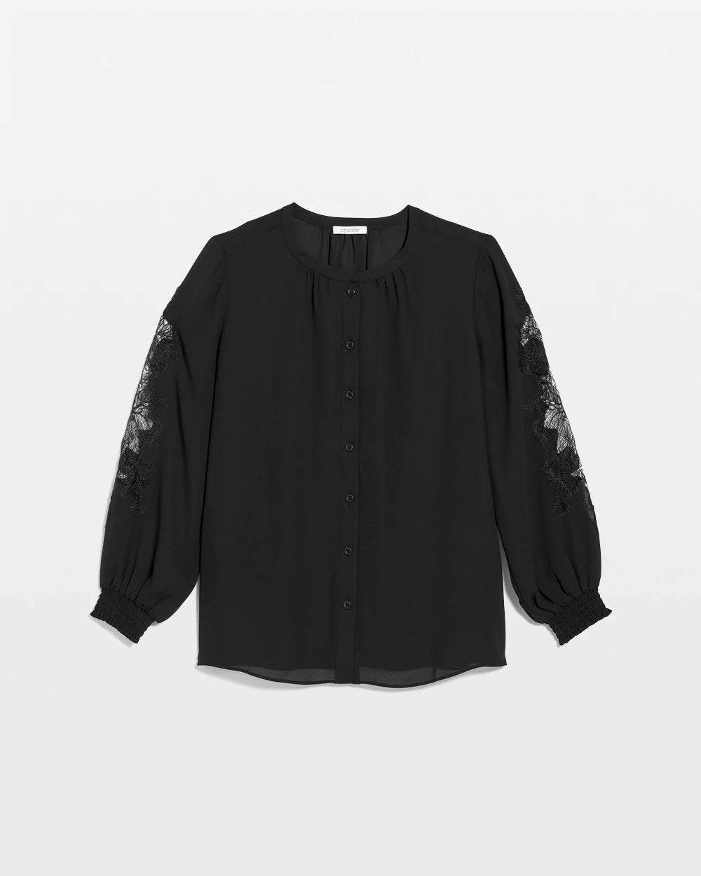 Chico's Clothing Crepe Banded Collar Blouse