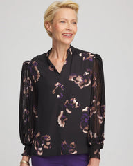 Chico's Clothing Fjord Flora Opaque Crepe Blouse