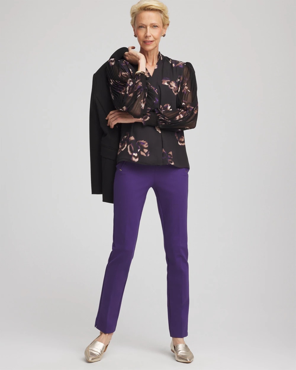 Chico's Clothing Fjord Flora Opaque Crepe Blouse