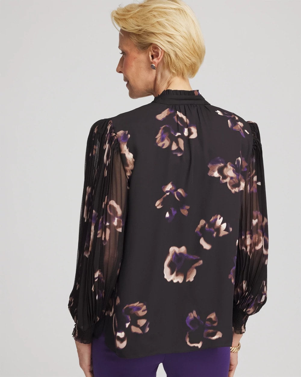 Chico's Clothing Fjord Flora Opaque Crepe Blouse