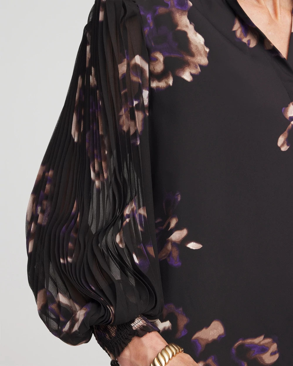 Chico's Clothing Fjord Flora Opaque Crepe Blouse