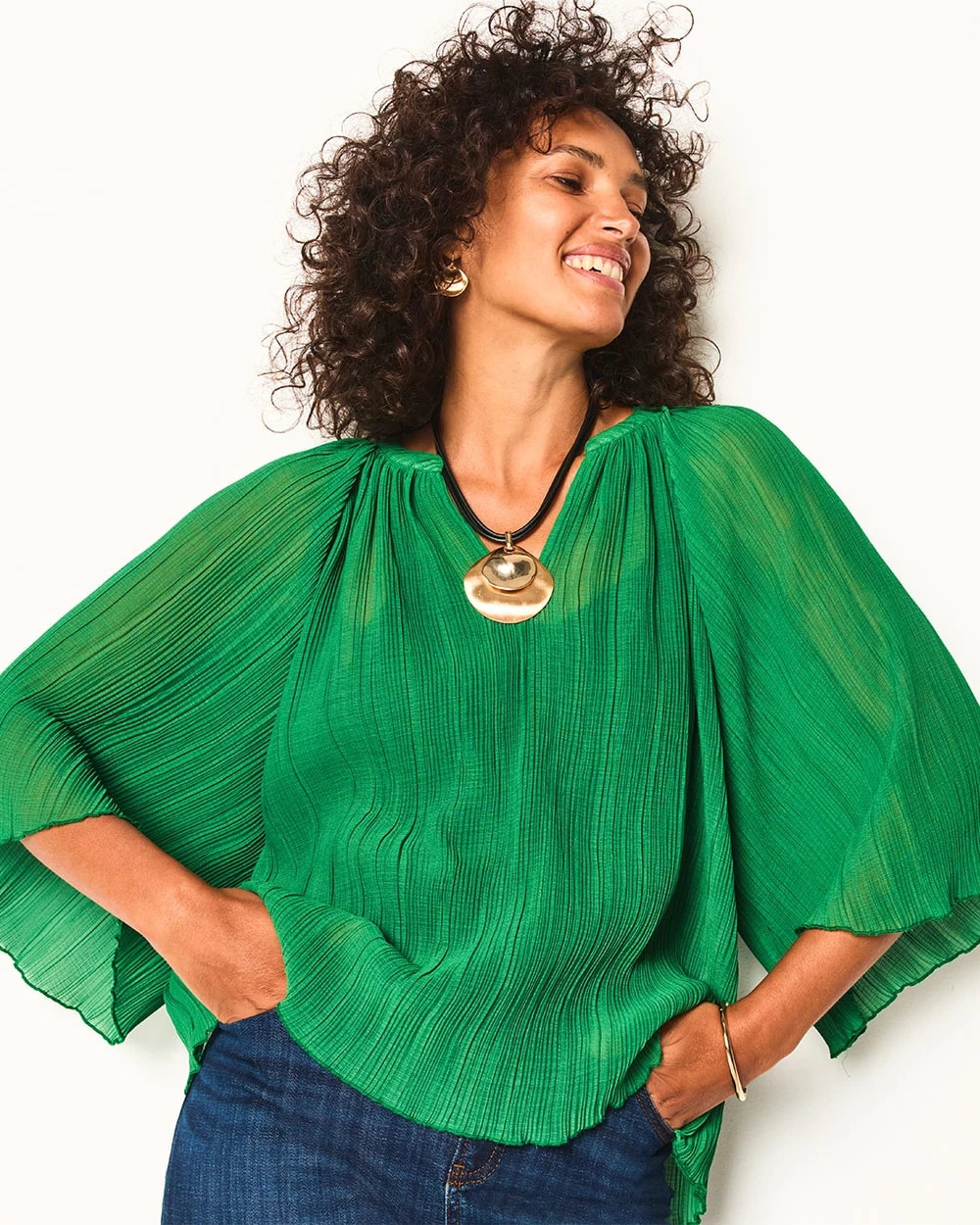 Chico's Clothing Textured Pleated Chiffon Blouse