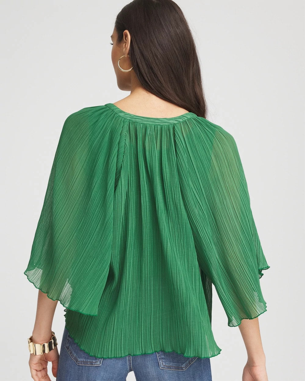 Chico's Clothing Textured Pleated Chiffon Blouse