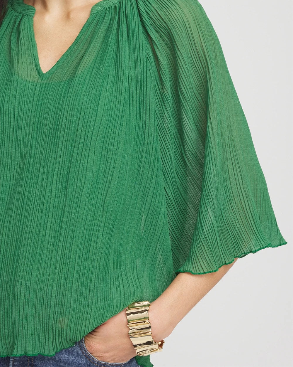 Chico's Clothing Textured Pleated Chiffon Blouse