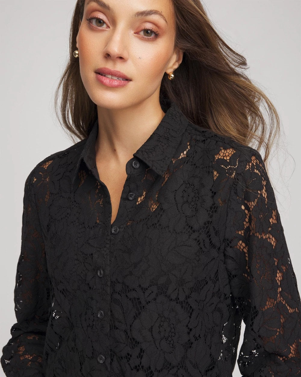 Chico's Clothing Classic-Fit Collared Lace Shirt
