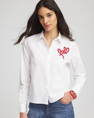 Chico's Clothing Crystal Heart Poplin Shirt