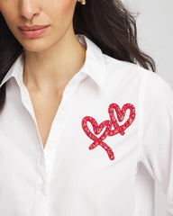 Chico's Clothing Crystal Heart Poplin Shirt