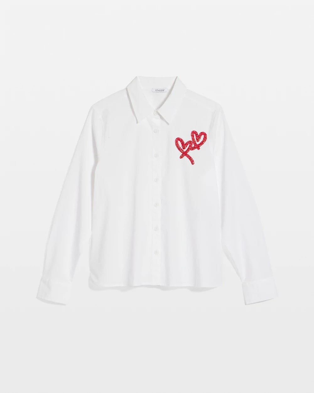Chico's Clothing Crystal Heart Poplin Shirt