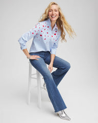 Chico's Clothing V-Day Striped Poplin Shirt