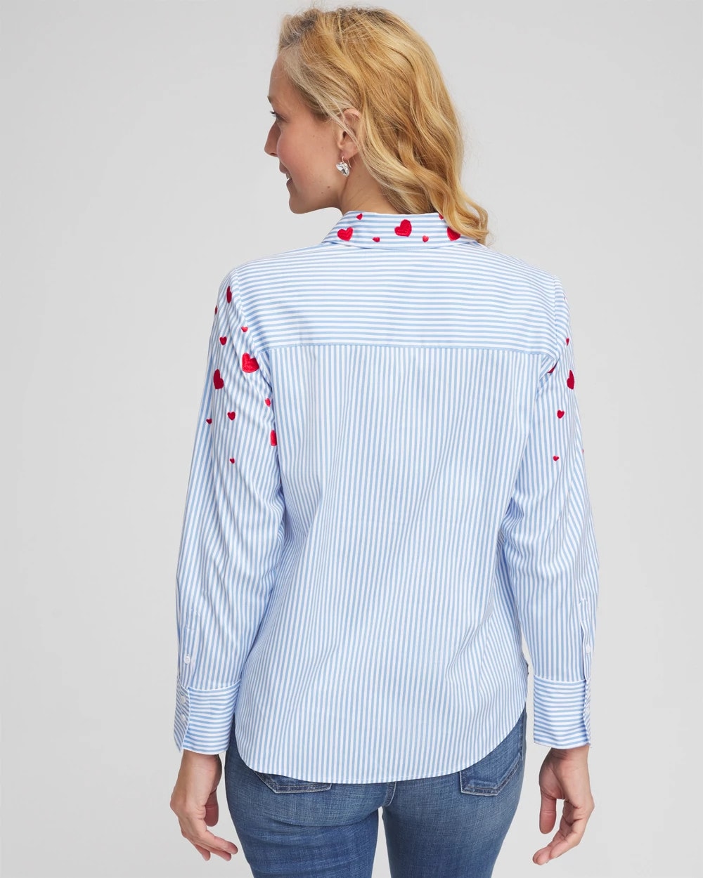 Chico's Clothing V-Day Striped Poplin Shirt