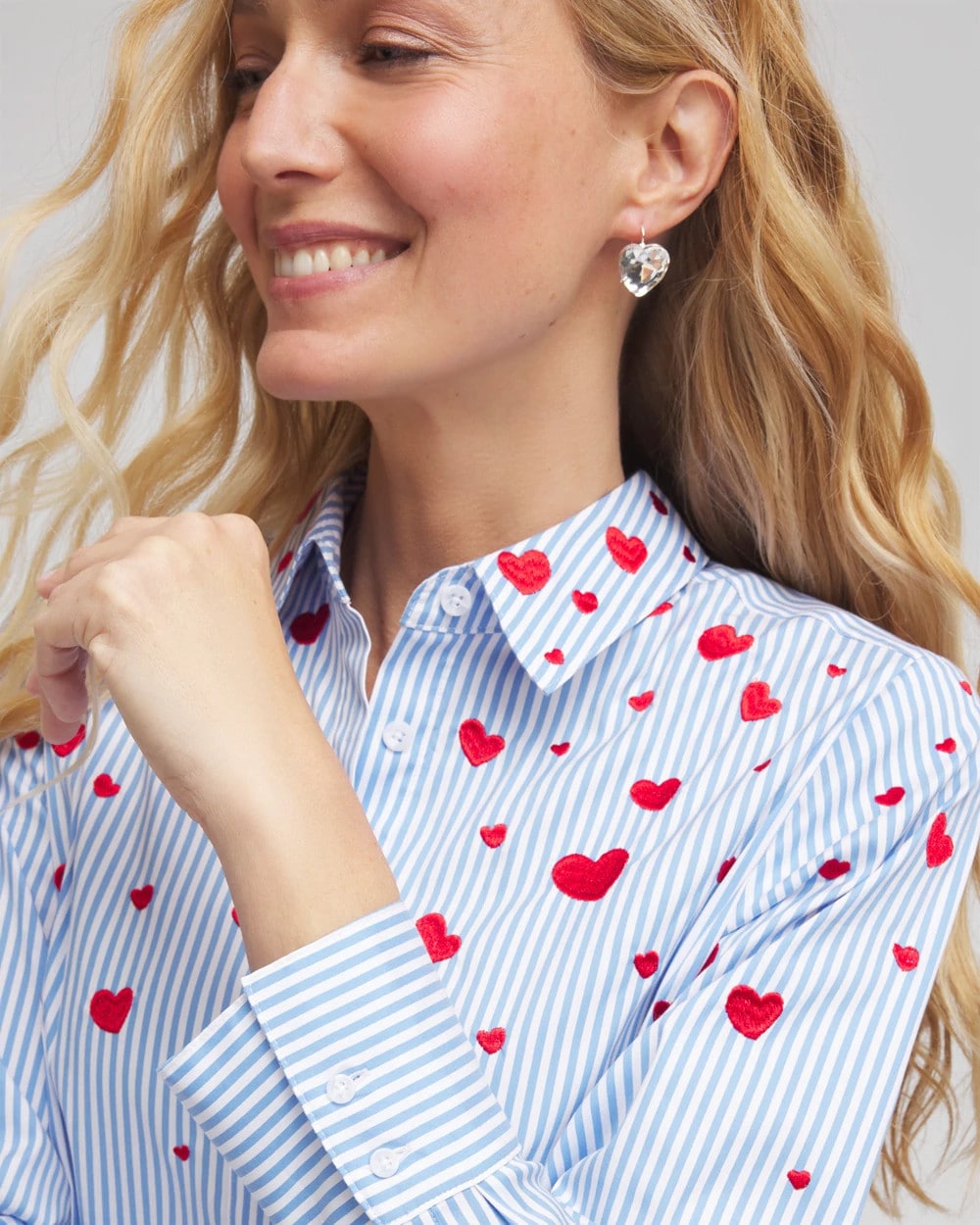 Chico's Clothing V-Day Striped Poplin Shirt
