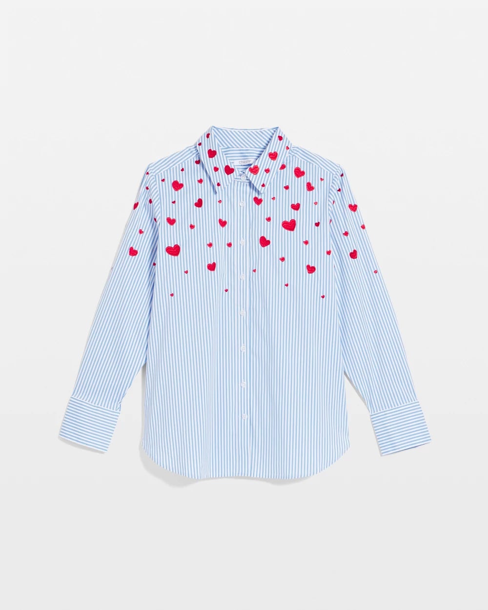 Chico's Clothing V-Day Striped Poplin Shirt