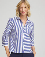Chico's Clothing Stripe Mixing Poplin Shirt