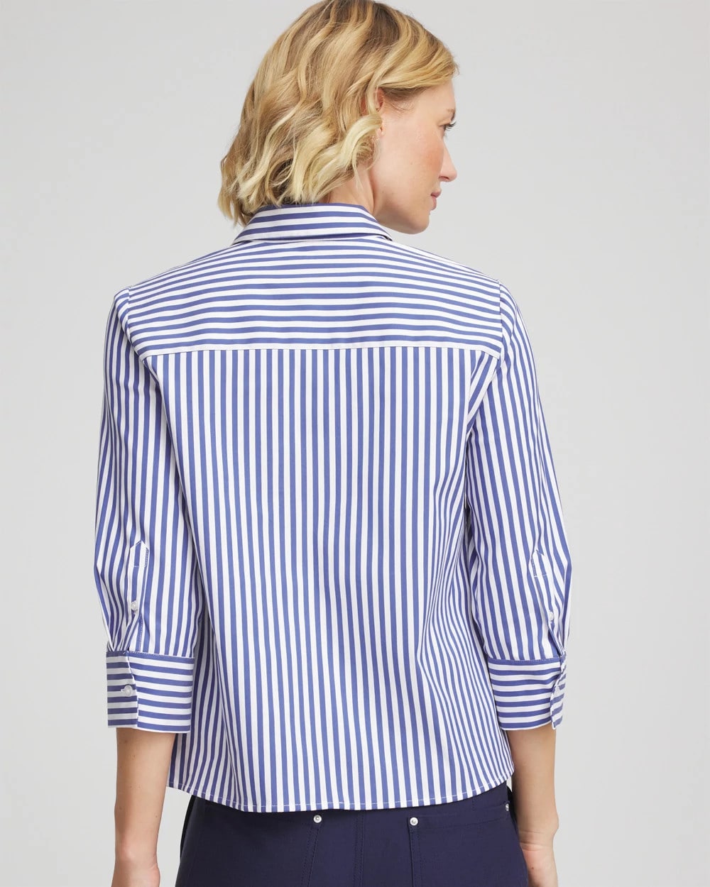 Chico's Clothing Stripe Mixing Poplin Shirt