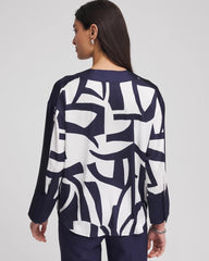 Chico's Clothing Satin Geo Print Blouse